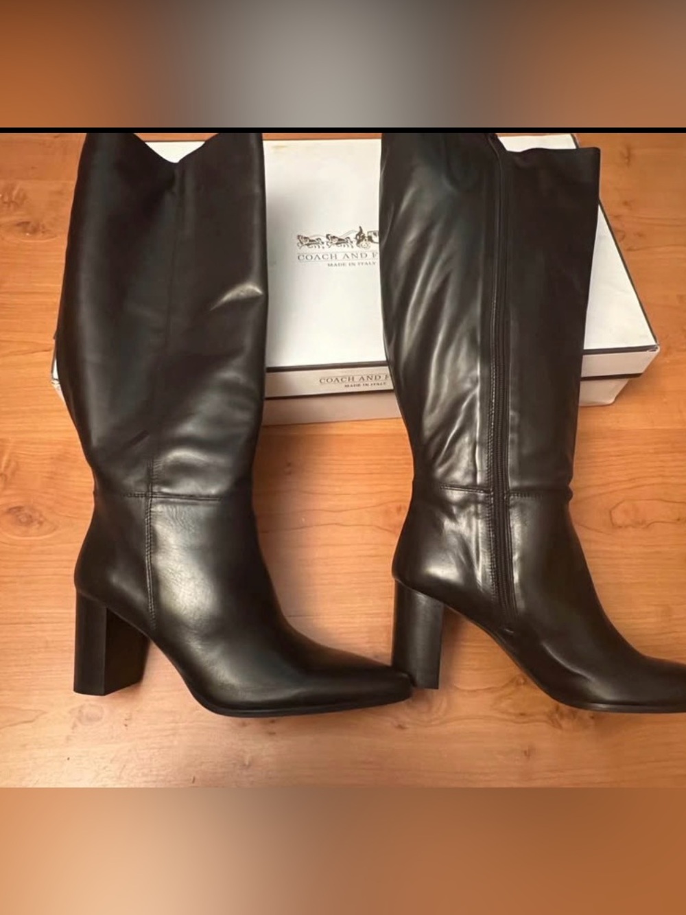 Coach and four Roan below knee riding boots real Italian leather new in box